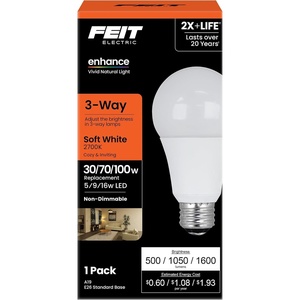image:imageFeit Electric A19 LED Light Bulb 3Way Adjustable Wattage Soft White2700k Soft White
